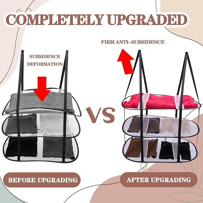 CINPIUK 3-Tier Upgrade Sweater Drying Rack Over The Door, Foldable Mesh Hanging Dryer Flat with Hooks, Large Breathable Laundry Drying Hanger, Clothes Lay Flat Dryer for Apartments Dorms Bathrooms