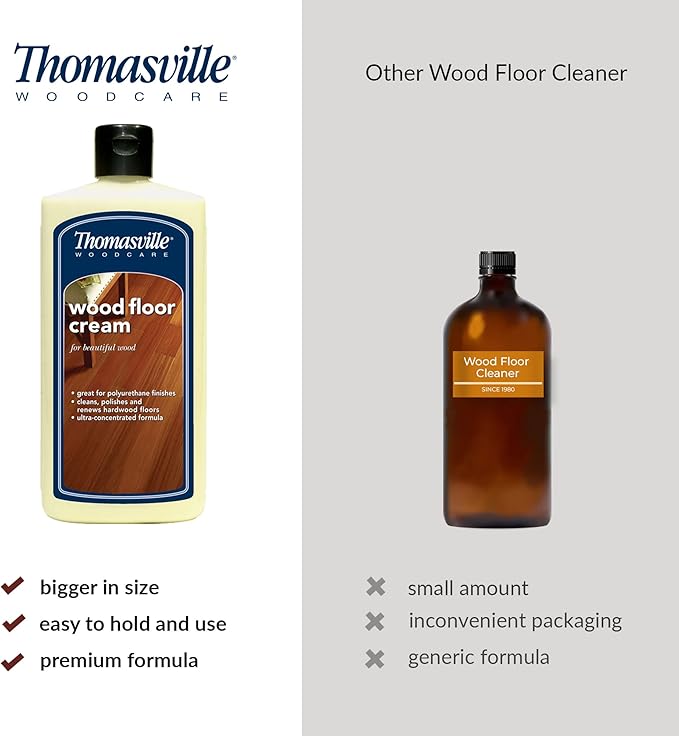 Thomasville WOOD FLOOR CREAM - Multisurface Wood Cleaner and Polish Furniture Quick Shine Restorer Protector Kitchen Cabinets Surface Cleaner House Cleaning Supplies Home Improvement - 16 Oz