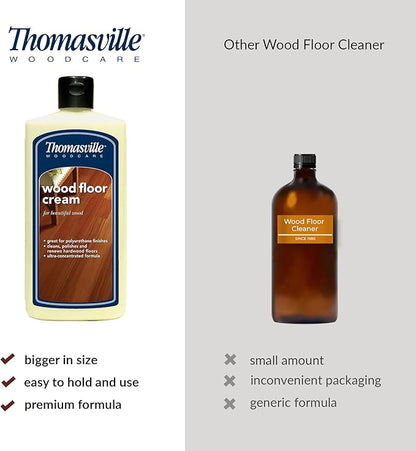 Thomasville WOOD FLOOR CREAM - Multisurface Wood Cleaner and Polish Furniture Quick Shine Restorer Protector Kitchen Cabinets Surface Cleaner House Cleaning Supplies Home Improvement - 16 Oz