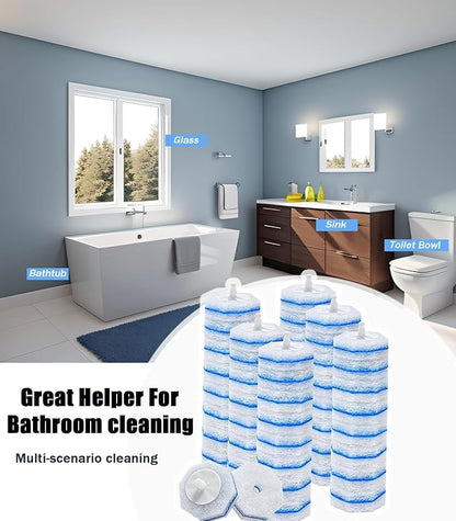 60 Pcs Disposable Toilet Wand Refills for Clorox, 5X Cleaning Power Scrubber, Upgrade Fiber Cleaner Heads for for Toilet and Bathroom Cleaning