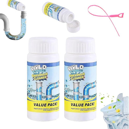 Drain Cleaner,2025 New Wild Sink and Drain Cleaner,Multi-functional Sink and Drains Cleaner Powder Cleaning,Powerful Quick Foaming Sewer Unclog Remover for Kitchen & Toilet (2PCS)