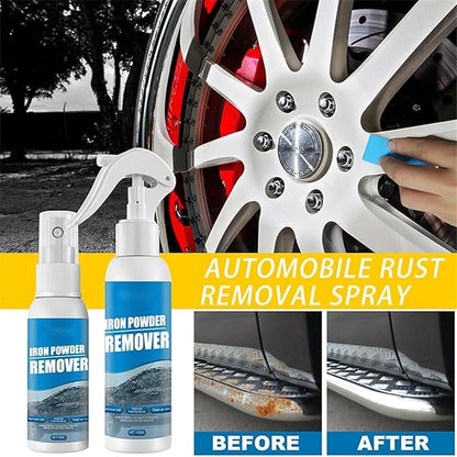 Multi-functional Quick-Acting Rust Removal Spray, 100ml Portable Rust Remover Spray, Includes Sponge and Cloth, Fast-Acting Formula & Easy Spray Application for Metal, Bikes (30ml * 3)