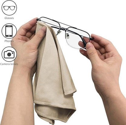 12 Pack Microfiber Glass Cleaning Cloth, 12 Inch X 16 Inch, Lint Free Quickly Clean Windows, Mirrors, Glasses, Phone Screens, Camera Lenses, Camel