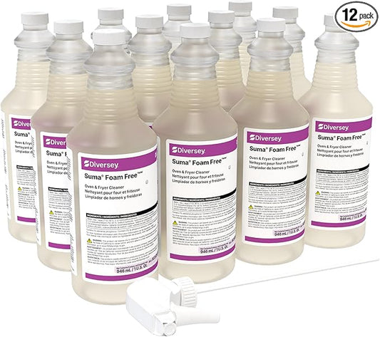 Diversey 903529270 Suma Foam Free Liquid Oven & Fryer Cleaner, Degreaser for Oven, Grill & Range Hood, Ready-to-Use Spray, 32-Ounce (Pack of 12)