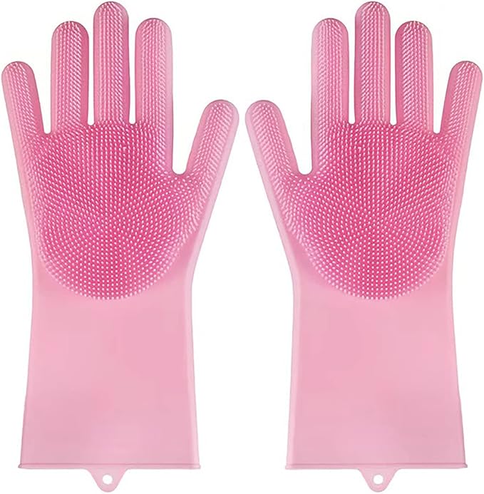 Dishwashing Gloves Kitchen Magic Gloves Dishwashing Brush (Pink)