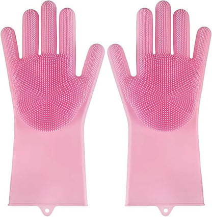 Dishwashing Gloves Kitchen Magic Gloves Dishwashing Brush (Pink)
