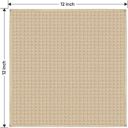 HOMEXCEL Waffle Weave Microfiber Cleaning Cloth, 6 Pack Highly Absorbent Cleaning Rag for Household, Reusable Kitchen Towels, Scratch-Free Stainless Steel Wipes, 12 x 12 Inches, Brown