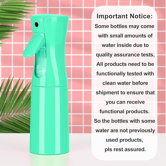 (Green Hair Mister Spray Bottle,Spray Water Bottle Fine Mist Refillable Plants（6.8OZ /200ML） Barber，Showering Pets, Plants, travel, Ironing and Cleaning ﻿ ﻿ ﻿(Continuous Spray)