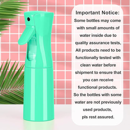 (Green Hair Mister Spray Bottle,Spray Water Bottle Fine Mist Refillable Plants（6.8OZ /200ML） Barber，Showering Pets, Plants, travel, Ironing and Cleaning ﻿ ﻿ ﻿(Continuous Spray)
