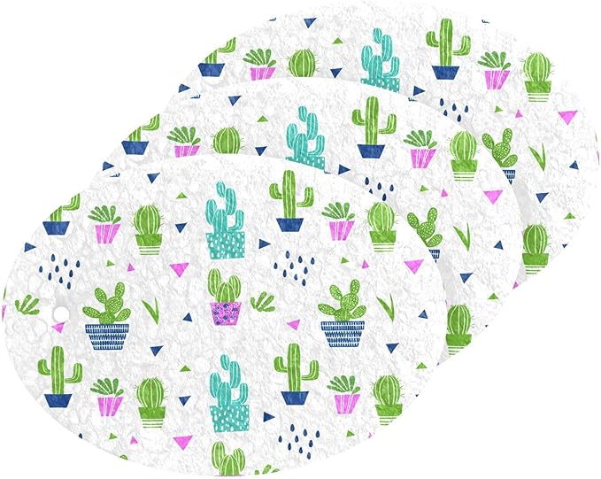 Cacti Plants Kitchen Scrub Sponges, Pop-up Kitchen Cleaning Sponges Reusable Dish Washing Sponges for Bathroom Household Cleaning 3 Pack - Non Scratch Scrubber