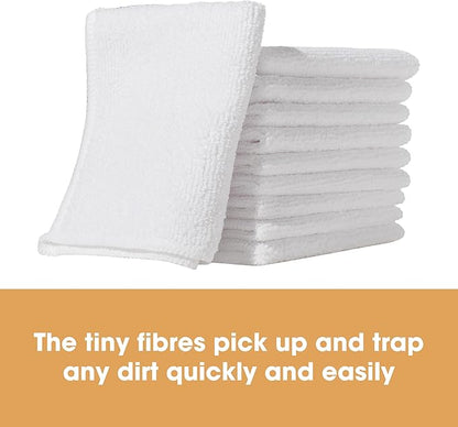 Furniture Clinic Pack of 4 Microfiber Cloths – Lint Free - White Cleaning Cloths - Reusable and Washable