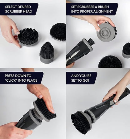 Replacement Brush Heads Set of 3 for GENIANI Electric Spin Scrubber, Scrub Brush for Cleaning Bathroom, Tile, Floor, Tub, and Shower (Black)