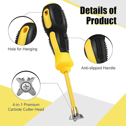 Zhengmy Grout Removal Tool 4 in 1 Grout Scraper Cleaning Remover Tool Scraper Cemented Carbide Alloy Head Tile Removal Caulking Cleaner for Floor Ceramic Tile Gaps