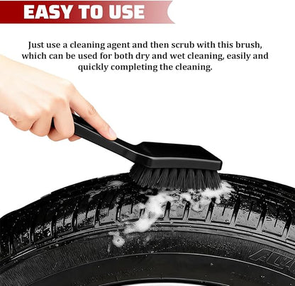 Car Carpet Cleaning Brush, Stiff Bristles Vehicle Wheel Hub Rims Wash Brush with Short Handle, Automotive Detailing Tire Cleaner, Universal for SUV Automobile Truck (Black)