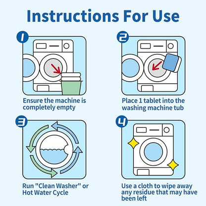 Soulink Washing Machine Cleaner with Odor Blasters, 12 Count - Deep Cleaning Tablets For HE Front Loader & Top Load Washer