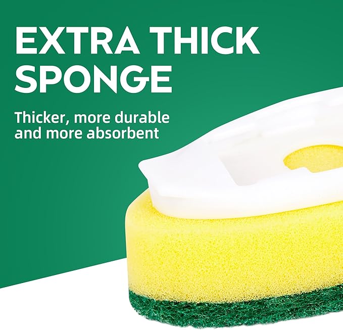 Non Scratch Dishwand Refills 6 Pack, Non-Scratch Replacement Sponge Heads for Dish Wand, Scratch-Free Dishwashing Soap Dispensing Refills, Gentle Scrubber Pads for Kitchen Dishes Sink Cleaning