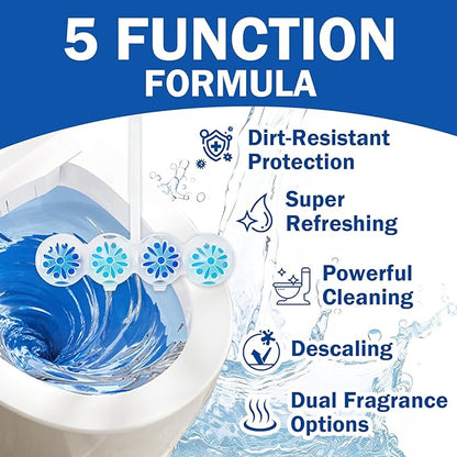 SCENTORINI 4-in-1 Toilet Bowl Cleaner Rim Hanger, Hanging Automatic Toilet Bowl Freshener, 4 Ocean & 4 Lavender Scent, Toilet Bowl Cleaning Balls Long-Lasting up to 30 Days