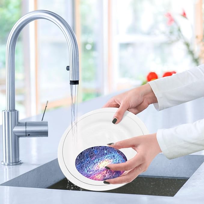 Galaxy Kitchen Scrub Sponges, Pop-up Kitchen Cleaning Sponges Reusable Dish Washing Sponges for Bathroom Household Cleaning 3 Pack - Non Scratch Scrubber