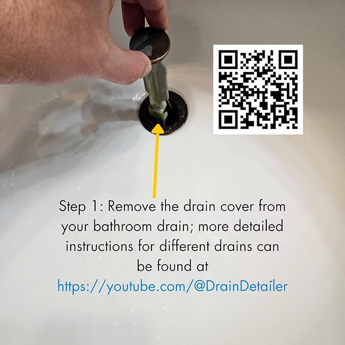 Drain Cleaining Tool for Sinks - Sink Drain Cleaner Helps Clear Clogs, Hair, Buildup, Sludge, Gunk - Better, Safer, Cleaner Unclogger than Chemicals, Liquids, Bladders, Barbed Tools, and Snakes