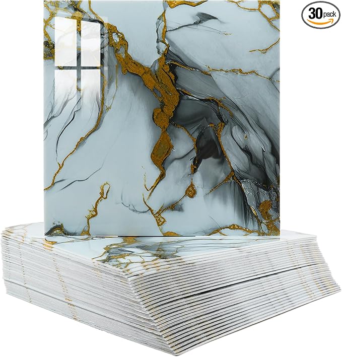 30 Sheets Peel and Stick Wall Panels, Self-Adhesive PVC Wall Panels for Kitchen Backsplash, Bathroom, Decoration, 11.8"x11.8" (Not Real Tiles)