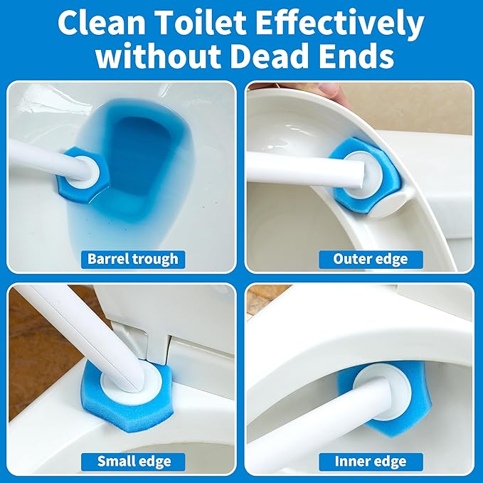 Disposable Toilet Brush, Toilet Bowl Cleaner with 24 Upgraded Cleaner Refills, Wall Mounted Toilet Brush and Holder Set, Bathroom Cleaning System for Bathtub Sink Wash Basin