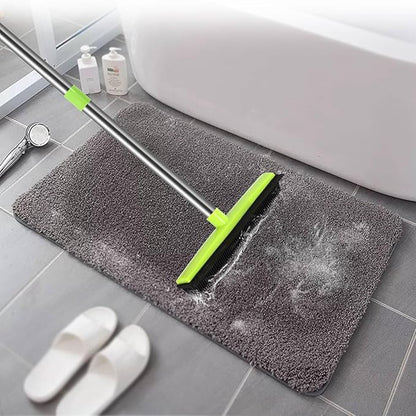 MEIBEI Pet Hair Removal Broom with Squeegee -53", Long Handle Soft Bristle Rubber Broom, Ideal for Remove Fur from Carpets, Rugs, Hardwood and Linoleum