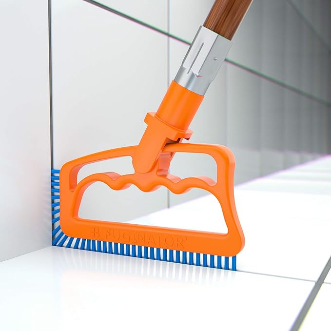 Fuginator Scrub Brush for Tile & Grout: Stiff Nylon Bristle Scrubbing Brush & Handle Connector - Bathtub / Shower Scrubber for Floor Joints & Seams - Cleaning Brushes & Supplies for Bathroom & Kitchen