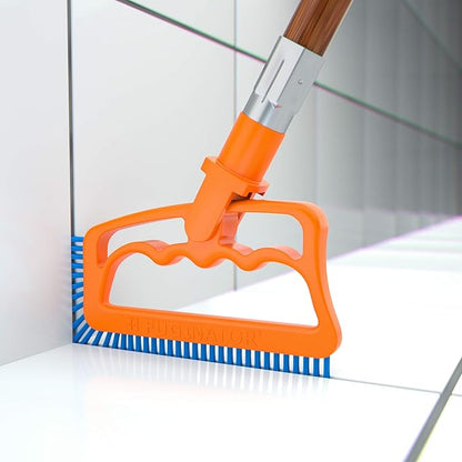 Fuginator Scrub Brush for Tile & Grout: Stiff Nylon Bristle Scrubbing Brush & Handle Connector - Bathtub / Shower Scrubber for Floor Joints & Seams - Cleaning Brushes & Supplies for Bathroom & Kitchen
