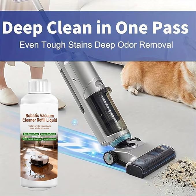Robotic Floor Liquid - Vacuum Mopping Agent, Hardwood Cleaning Fluid with Quick-Dry Technology, Hardwood Maintenance Solution, Multi-Floor Concentrate, Botanical Formula for Tile Laminate