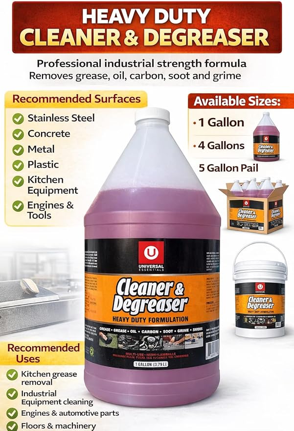 Heavy Duty Degreaser-Industrial Strength Cleaner for Kitchen, Oven, Grill & Engine-Remove Grease, Oil, Carbon & Grime-Ready to Use (1 Gallon (128 oz))