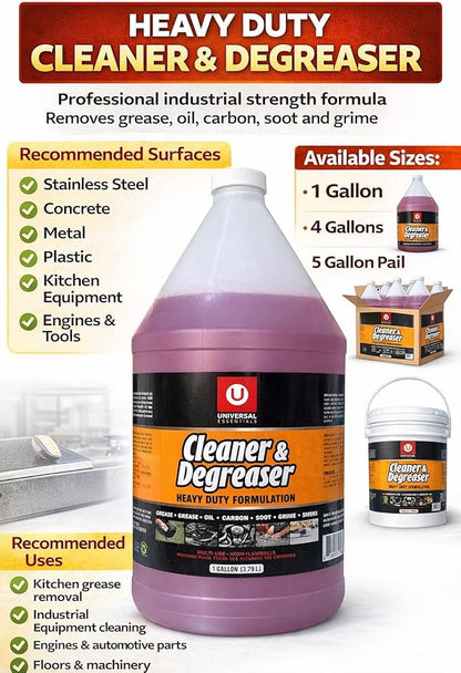 Heavy Duty Degreaser-Industrial Strength Cleaner for Kitchen, Oven, Grill & Engine-Remove Grease, Oil, Carbon & Grime-Ready to Use (Pack of 4 (1 Gallon Each)