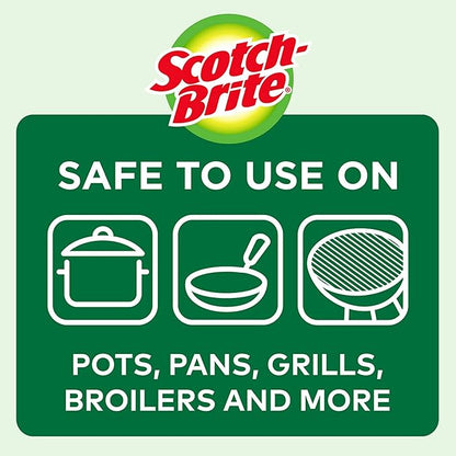 Scotch-Brite Stainless Steel Scrubbers, Durable, Ideal for Uncoated Cookware, 16 Scrubbers (Pack of 2)