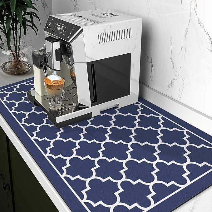 WISELIFE Dish Drying Mat Super Absorbent Drying Mat Large Dish Drying Mats for Kitchen Counter Easy Clean Dish Mat Kitchen Drying Mat18"x 28" Stylish Blue