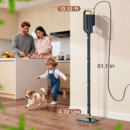 ScrubWiz Steam Mop with Detachable Handheld Steam Cleaner, 10-in-1 Multi Accessories, Quick 10s Heat, 350ml and 2-Level Steamer for Cleaning Floor, Carpet, BBQ Grill, Tile, and Grout, Gray