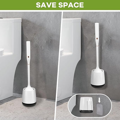 Electric Toilet Brush and Holder Set,Toilet Bowl Brush,Wireless Electric Spin Scrubber,with Silicone Brush Head Self-Cleaning Light and Ventilated Slot Base,USB Charging Cable,Wall Mount Sticker