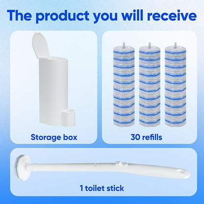 Disposable Toilet Brush and Holder Set, with 30 PCS Toilet Wand refills for Clorox.