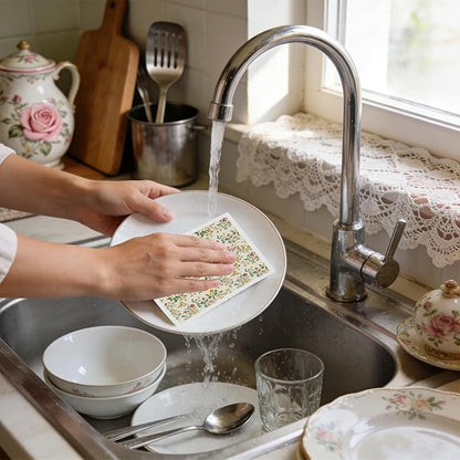 Reusable Swedish Dishcloths for Kitchen, 6 Pack Colorful Floral Dish Cloths Towels, Absorbent Flower Sponge Cleaning Towel Wipes for Kitchen Cooking Home Decoration Housewarming Gifts