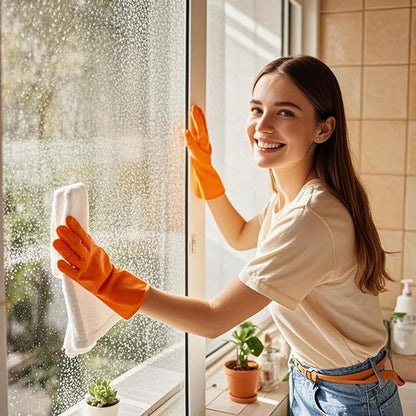 3 Pairs Rubber Cleaning Gloves Latex Free Dishwashing Gloves - 13" Reusable Nitrile Gloves Large, Orange+Pink+Red