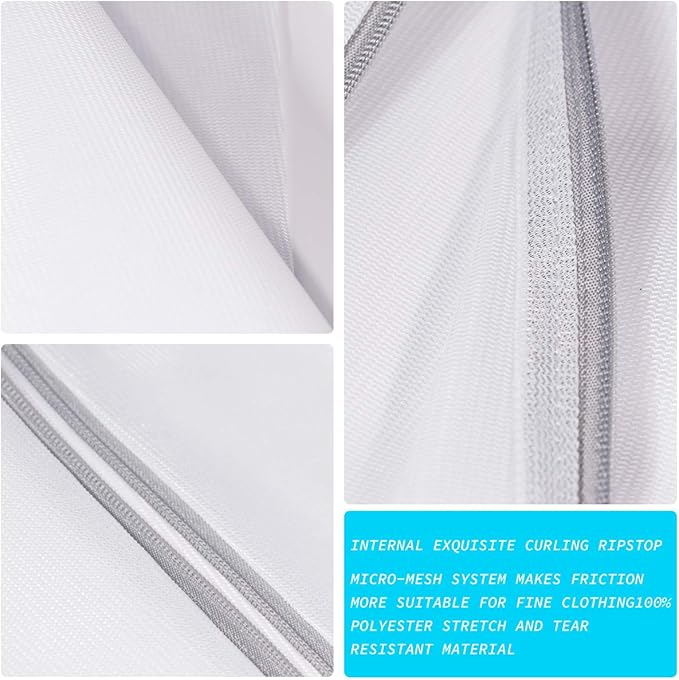 SUERIV Laundry Mesh Bag-Heavy Duty Fine Mesh Wash Bag for Washing Machine-Supper Zipper Net Laundry Bag for Travel,Lingerie,Sweater,Garment,Undergarment （1M+2L）