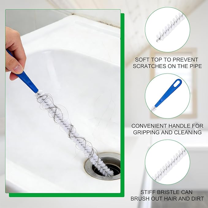 5 Pcs Hair Drain Clog Remover Tool,Hair snake Tool Opener，Flexible Pipe Clog Remover Tool for Toilet, Kitchen Sink, Bathroom Tub, Shower, Sewer