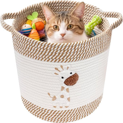 Laundry Baskets Hamper with Handles,Decorative Cotton Rope Bin for Living Room,Woven Storage Basket for Pillows, Blankets,Clothes Organizer (Style B)