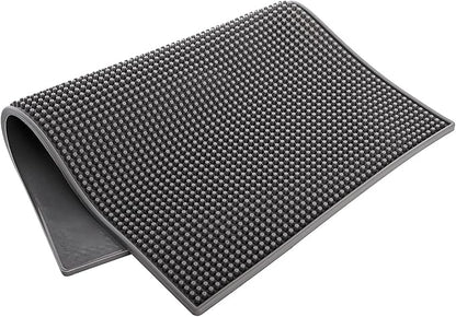 Tebery 3 Pack Rubber Bar Mat 18 x 12, Thick Durable and Stylish Bar Service Spill Mat, Non Slip Non-Toxic Grey Service Mat for Coffee, Bars, Restaurants Counter Top