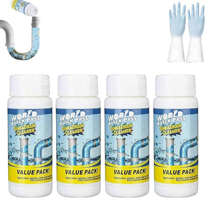 Powerful Sink & Drain Cleaner Powder | Quick Foaming Pipe Unclog Agent For Kitchen Bathroom Toilet Pipes (4pcs)