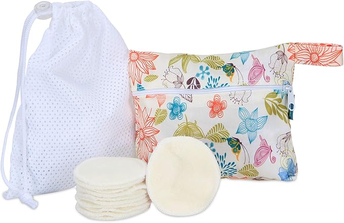 Teamoy Washable Makeup Remover Pads(Pack of 12), Reusable Makeup Remover Round Cotton for Women with Laundry and Storage Bag, Jungle