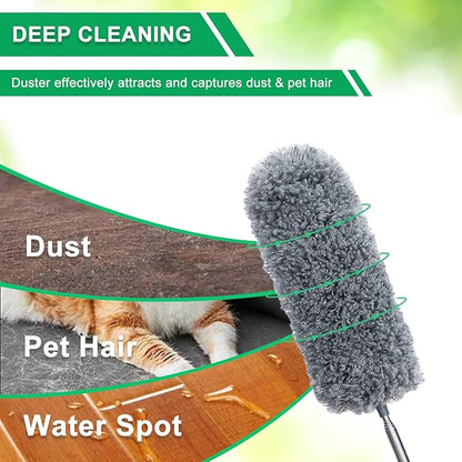 4 Pack Microfiber Duster for Cleaning, Washable Feather Dusters, Extendable Pole, Cleaning Tools for Office, Car, Window, Furniture, Ceiling Fan