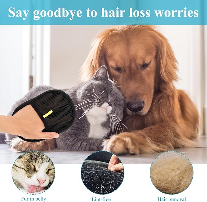 Pet Hair Removal Glove, Easy to Use， Electrostatic Pet Hair Remover, Reusable