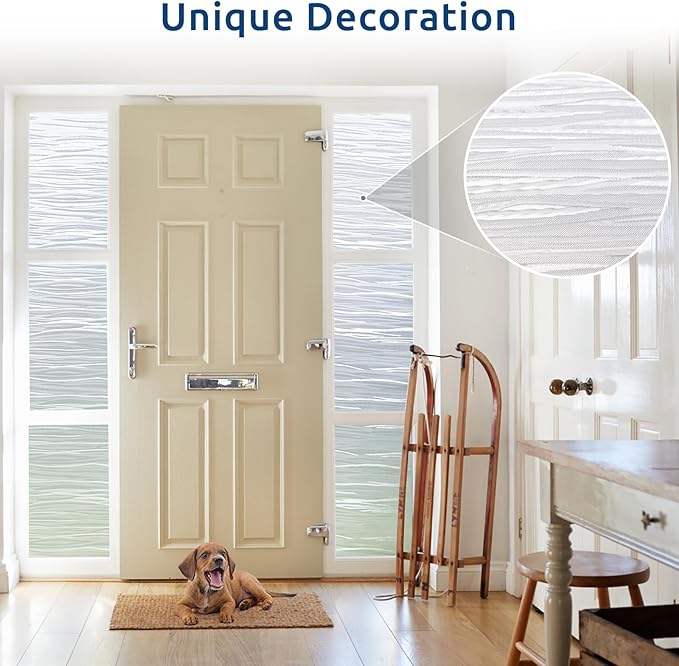 rabbitgoo Window Privacy Film Frosted Glass Film Removable Vinyl Door Coverings UV Blocking Decorative Static Cling Non-Adhesive Window Clings Sticker for Home Decor, 35.4 x 78.7 Inches