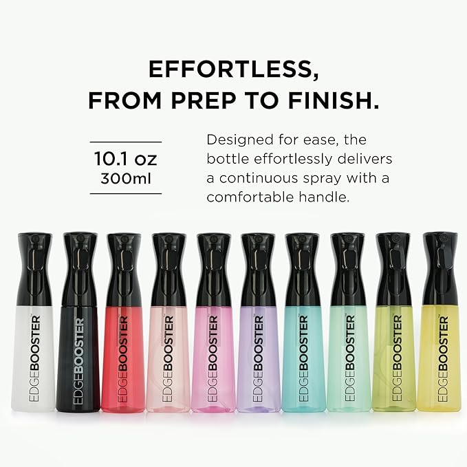 Style Factor Edge Booster Mist Spray Bottle for Hair (10.1oz/300ml) - Continuous Ultra Fine Mist Sprayer – For Hairstyling, Salons, Cleaning, Plants, Essential Oil & More - Green