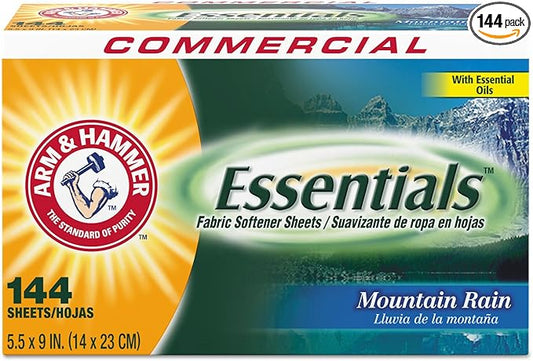 Essentials Dryer Sheets, Mountain Rain, 144 Sheets/Box