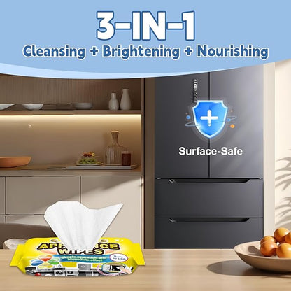 72Pcs Appliance Wipes for Cleaning Washing Machine, Dryer Stainless Steel Refrigerator, Glass Cooktop, Microwave, Dishwasher, Counter, Tile